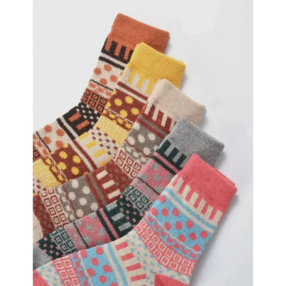 Rufia - 5 Pairs Bohemian Wool-Blend Socks Set